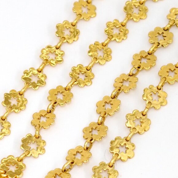 CHANEL CC Logo Flower Loupe Necklace 33" Gold Tone 96P Auth - Picture 6 of 7